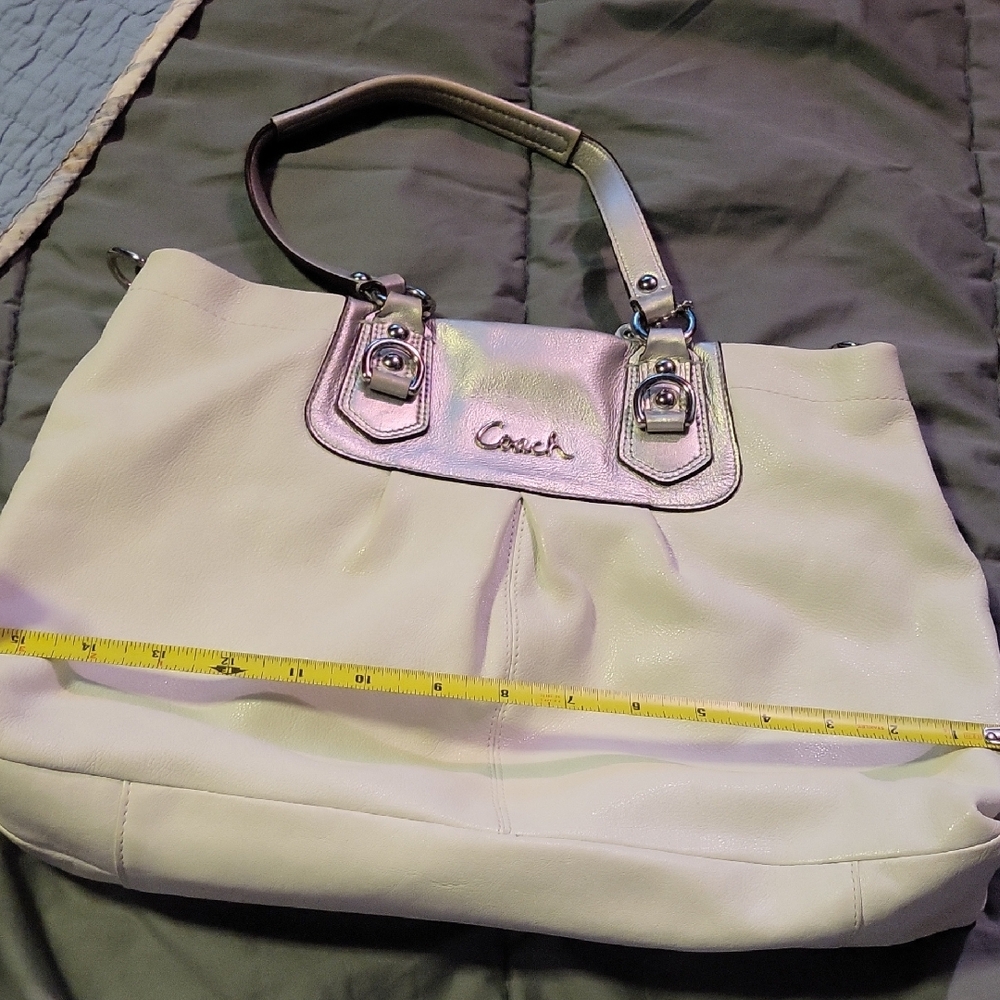Coach SET White Leather Tote Bag amd wallet